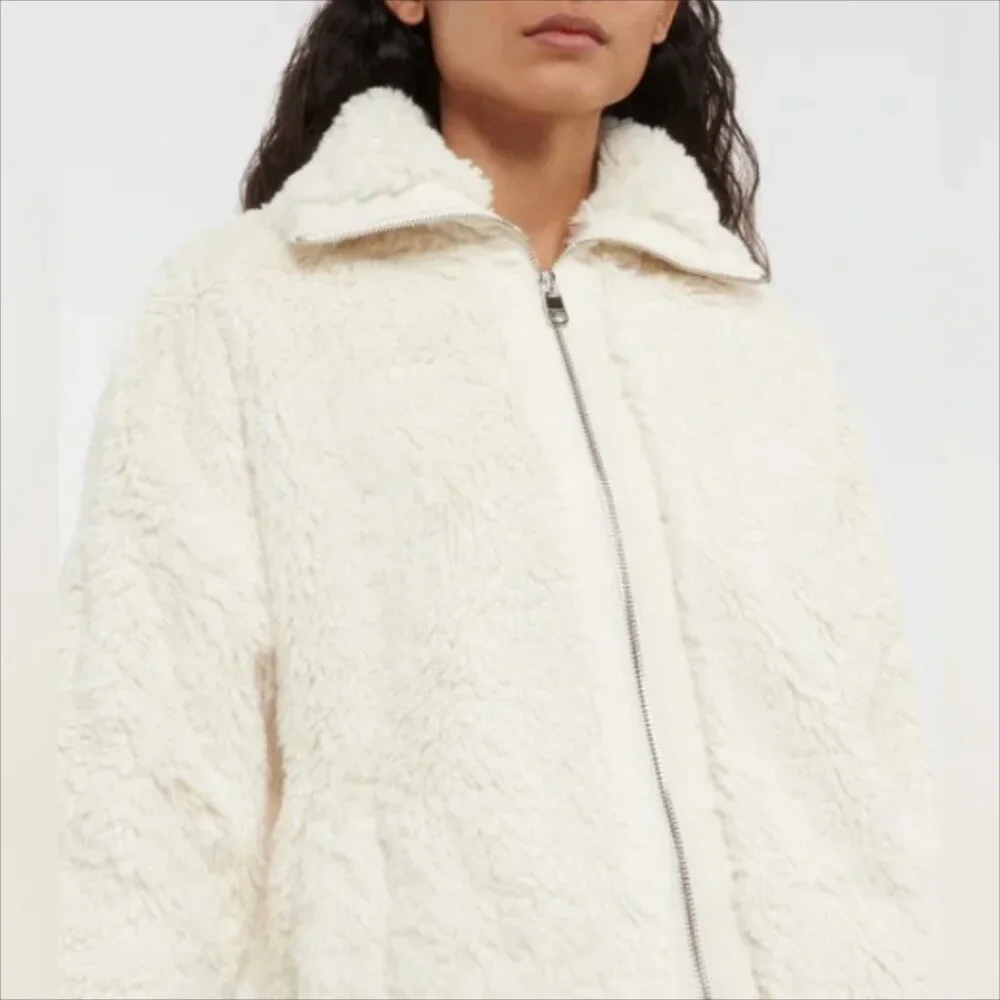 NWT Anthropologie Varley Norfolk Faux Fur Sherpa Jacket Egret Cream XS $198.00 - Picture 7 of 11